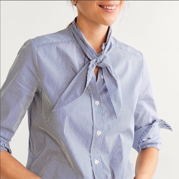 Pinstripe bow shirt small